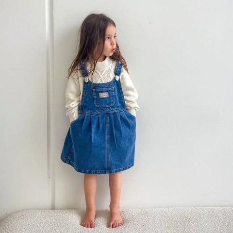 【drop3】Twin Collective Kids BOWIE DRESS 70S BLUE ジャンパースカート (twincollective)