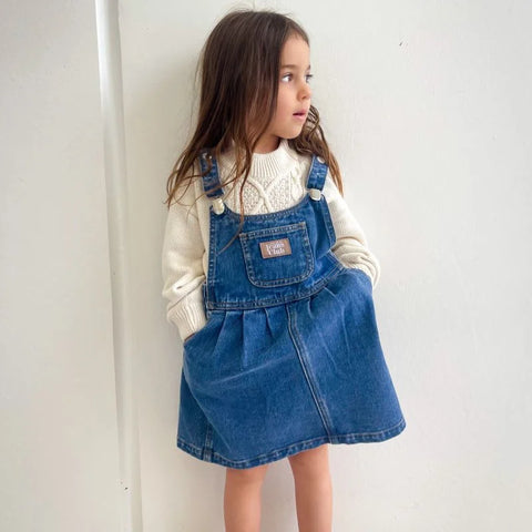 【drop3】Twin Collective Kids BOWIE DRESS 70S BLUE ジャンパースカート (twincollective)
