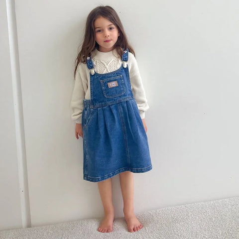 【drop3】Twin Collective Kids BOWIE DRESS 70S BLUE ジャンパースカート (twincollective)