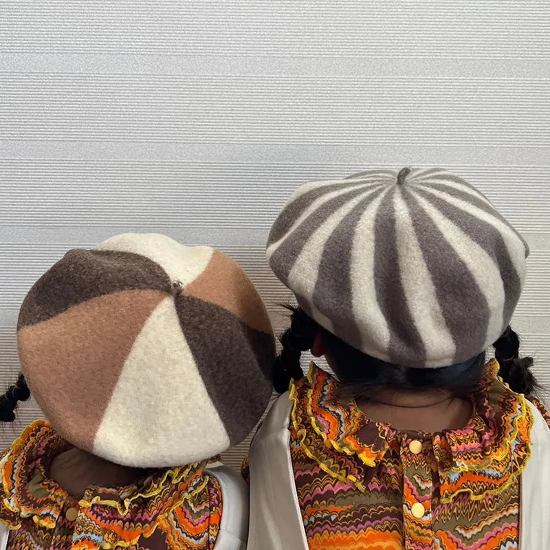 Le Beret Francais（ルベレーフランセ）   Beret Berlingot(taupe)、Beret TRIO(camel) キッズベレー帽