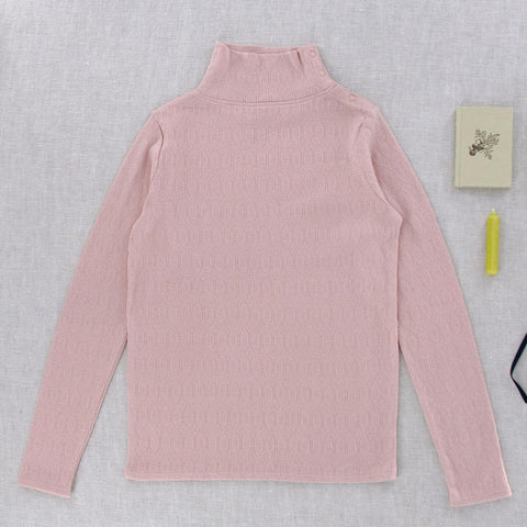 iver and isla 2024AW pima snap turtleneck -mallow pointelle- ピマタートルネックトップス