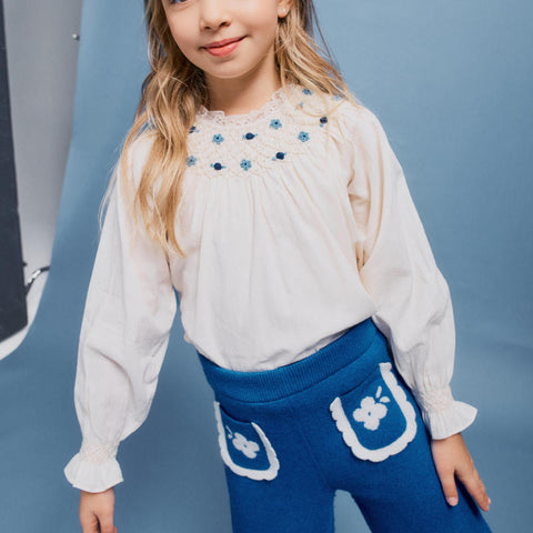 Bebe Organic（ベベオーガニック）2026AW Celestia Blouse -Natural Dobby- 長袖ブラウス、ベビー、キッズ