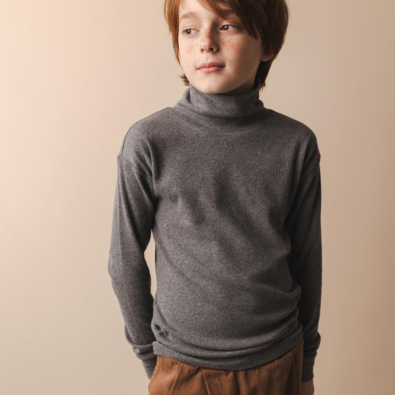 Phil&Phae（フィルアンドフェ）2024AW Rib turtleneck top l/s -dark grey melange-  リブタートルトップス