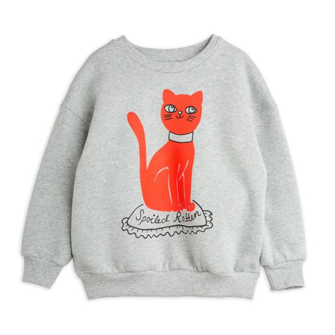 mini rodini 2024AW CAT SP SWEATSHIRT Grey melange Cat sweatshirt