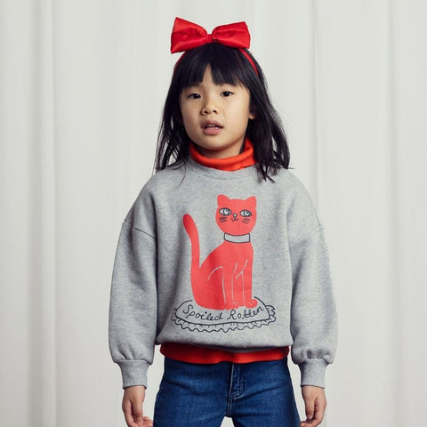 mini rodini 2024AW CAT SP SWEATSHIRT Grey melange Cat sweatshirt