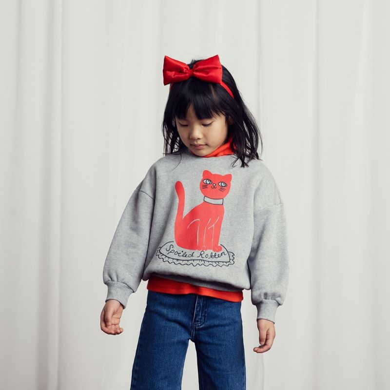 mini rodini（ミニロディーニ） 2024AW CAT SP SWEATSHIRT Grey melange キャット スウェットシ –  LePuju