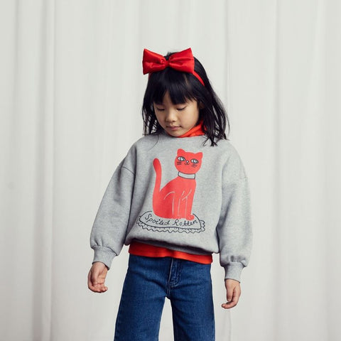 mini rodini（ミニロディーニ） 2024AW CAT SP SWEATSHIRT  Grey melange　キャット スウェットシャツ