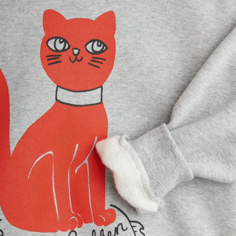 mini rodini 2024AW CAT SP SWEATSHIRT Grey melange Cat sweatshirt