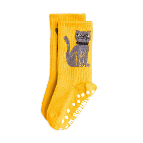 mini rodini 2024AW CAT 1-PACK ANTI-SLIP SOCKS Cat socks Anti-slip socks