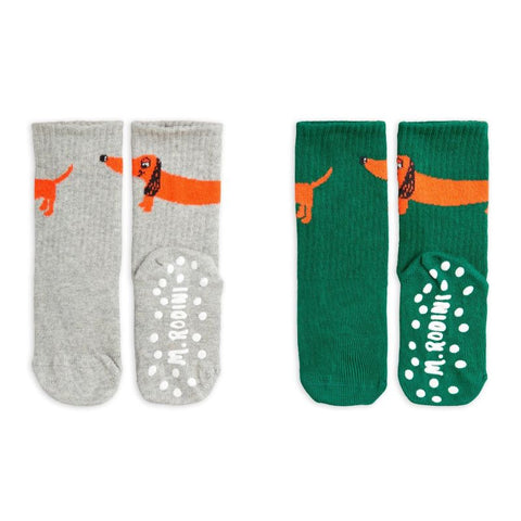 mini rodini（ミニロディーニ） 2024AW DOG 2-PACK ANTI-SLIP SOCKS　ドッグソックス 滑り止め付き靴下2足セット