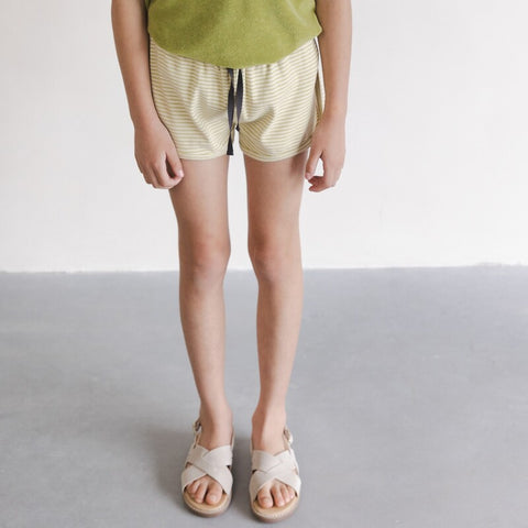 Phil&Phae（フィルアンドフェ）2025SS Rib shorts stripes   matcha  リブショートパンツ ストライプ