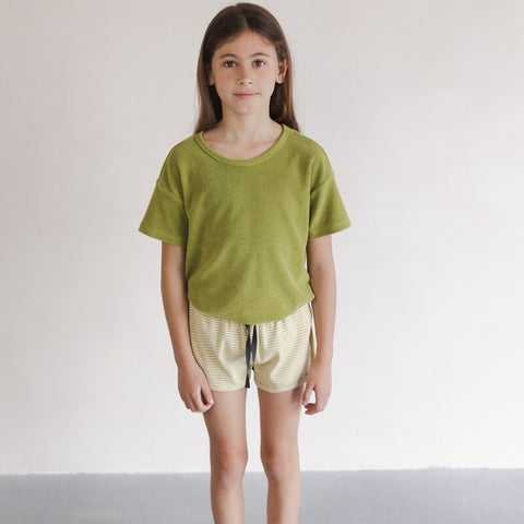 Phil&Phae（フィルアンドフェ）2025SS Rib shorts stripes   matcha  リブショートパンツ ストライプ