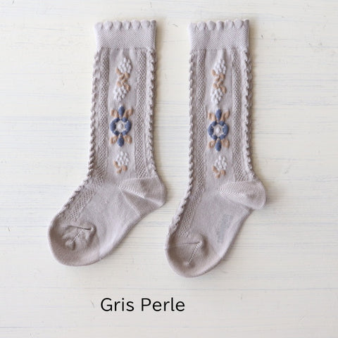 collegien（コレジアン）Dalia  Jacquard Flower Knee-high Socks    ジャカードフラワー ニーハイ    【2650】