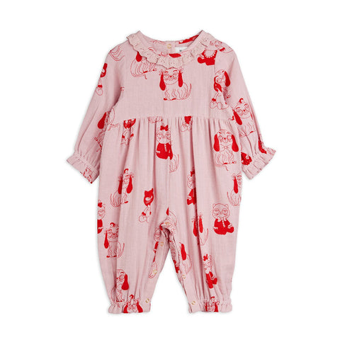 mini rodini（ミニロディーニ）Pre 2026AW  Minibabies aop woven Jumpsuit ミニベビージャンプスーツ