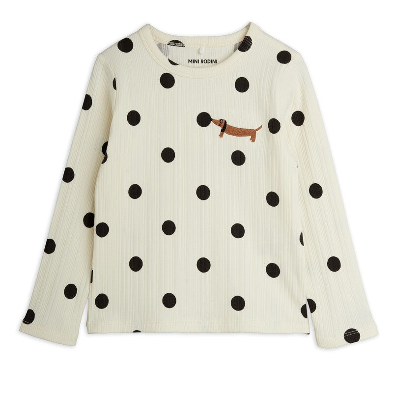 ch1】mini rodini（ミニロディーニ） 2026AW Dots dog long sleeve tee