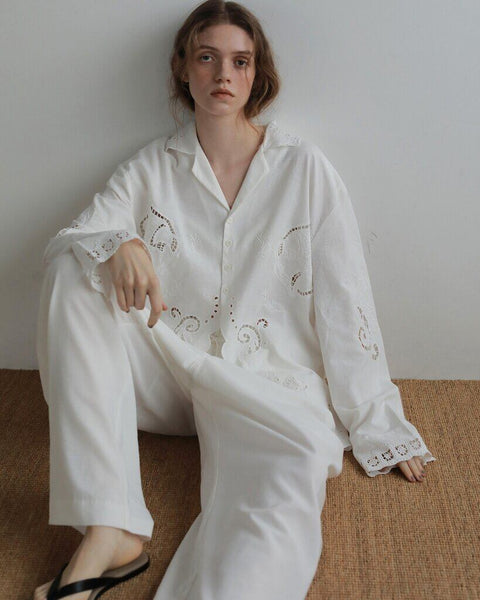 【3月下旬入荷次第お届けのご予約】anuke（アンヌーク） Cutwork Opencollar Shirts 62710419.