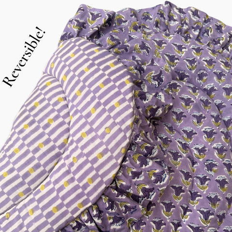 saruche（サルーチェ）Baby Play Mat Heart Frill - スモールサイズ / 厚手 - Purple Lirac リバーシブルプレイマット、ベビーマット