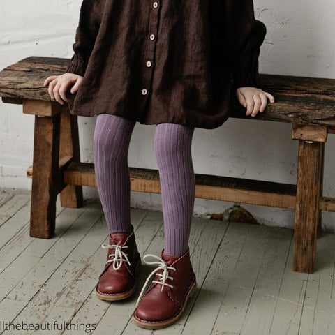 【25AW新カラー】collegien（コレジアン）Louise  Ribbed Tights    キッズ  リブタイツ     【5990】
