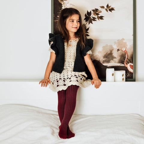 【25AW新カラー】collegien（コレジアン）Louise  Ribbed Tights    キッズ  リブタイツ     【5990】