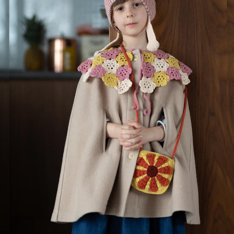 Kalinka Kids（カリンカキッズ）2024AW Evelyn Poncho - Cloud - 襟付きポンチョ