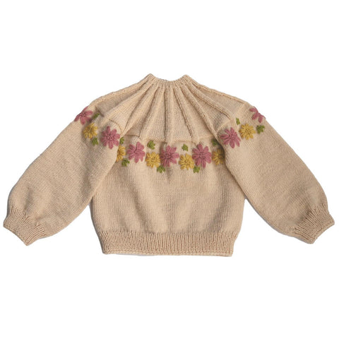 Kalinka Kids（カリンカキッズ）2024AW Betina Sweater - Cloud -花柄刺繍セーター