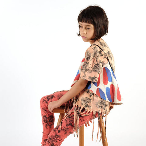 WOLF&amp;RITA 2023SS BIANCA TOP Fringe Top FLOWERS PEACH