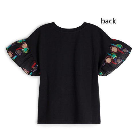 WOLF&RITA（ウルフアンドリタ） 2024SS MARISOL BLACK T-shirt 袖デザインTシャツ