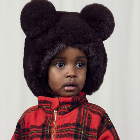 【Ch2】mini rodini（ミニロディーニ） 2024AW FAUX FUR EAR HAT 耳付きファーハット（帽子）