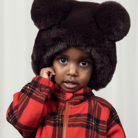 [Ch2] mini rodini 2024AW FAUX FUR EAR HAT Fur hat with ears (hat)