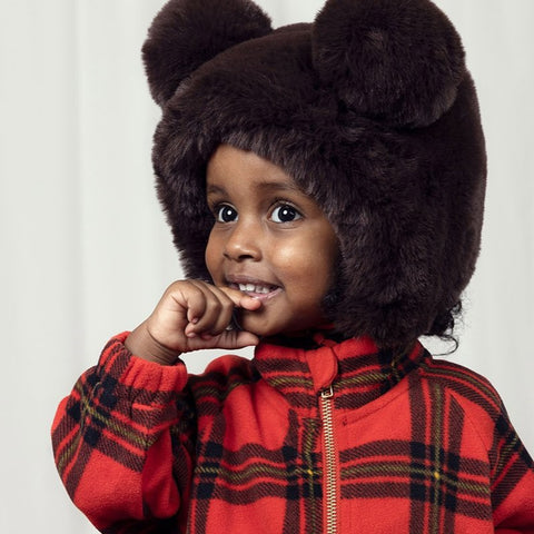 [Ch2] mini rodini 2024AW FAUX FUR EAR HAT Fur hat with ears (hat)