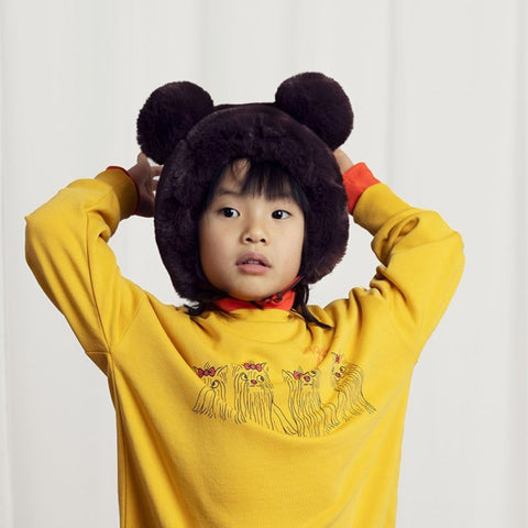 [Ch2] mini rodini 2024AW FAUX FUR EAR HAT Fur hat with ears (hat)