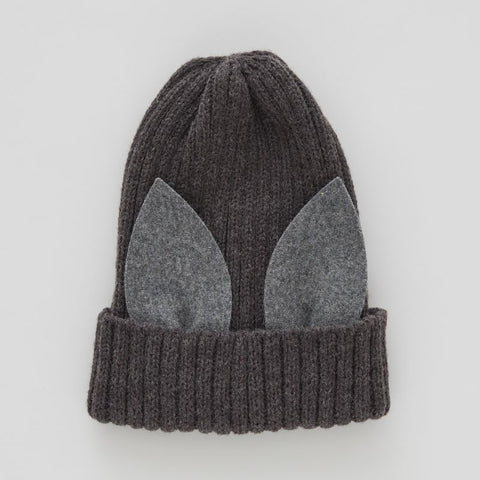 elfinFolk 2024AW Beast beanie gray Beanie hat with ears