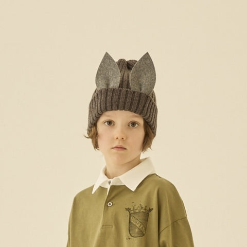 elfinFolk 2024AW Beast beanie gray Beanie hat with ears