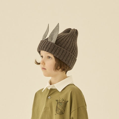 elfinFolk 2024AW Beast beanie gray Beanie hat with ears