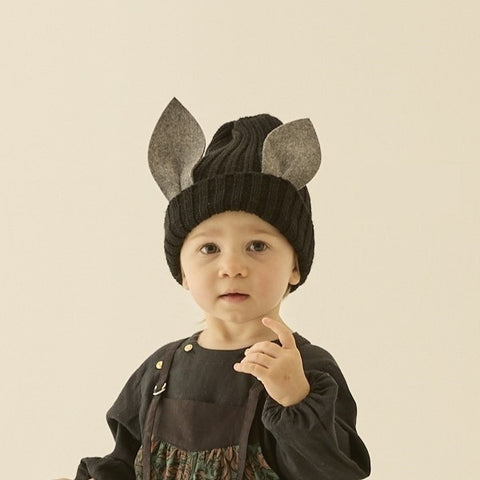 elfinFolk（エルフィンフォルク）2024AW Beast beanie  black　耳付き ビーニー帽