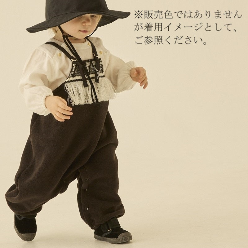 elfinFolk（エルフィンフォルク）2024AW ZigZag Fringe Fleece Rompers gray フリンジ ロンパース