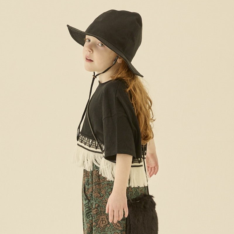 elfinFolk（エルフィンフォルク）2024AW ZigZag Fringe Short Tee black フリンジショートTシャツ –  LePuju