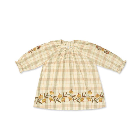 Lali Kids（ラリキッズ）2024AW TULIP DRESS - HARVEST PLAID WITH EMBROIDERY ワンピース