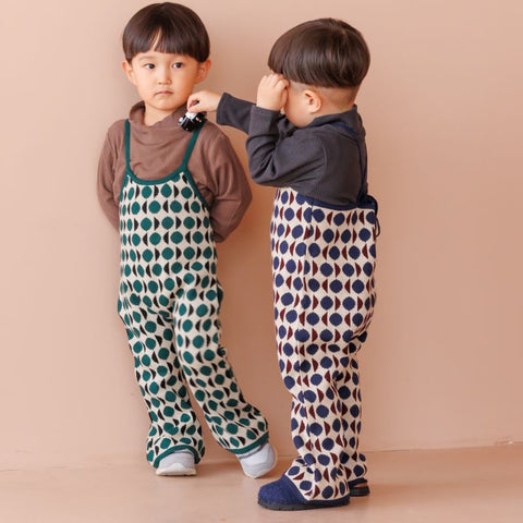 【drop3】&pal（アンドパル）2024AW　moon motif knit salopett　ムーンニットサロペット　グリーン