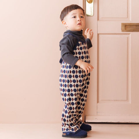 【drop3】&pal（アンドパル）2024AW　moon motif knit salopett　ムーンニットサロペット　ネイビー