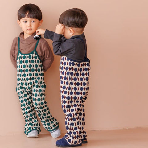 【drop3】&pal（アンドパル）2024AW　moon motif knit salopett　ムーンニットサロペット　ネイビー