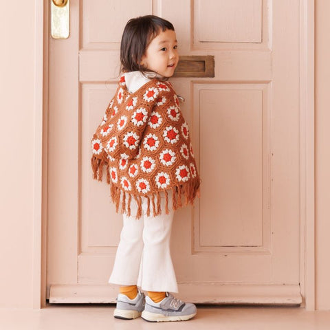 &amp;pal 2024AW crochet poncho Camel x Orange S (80-90cm)