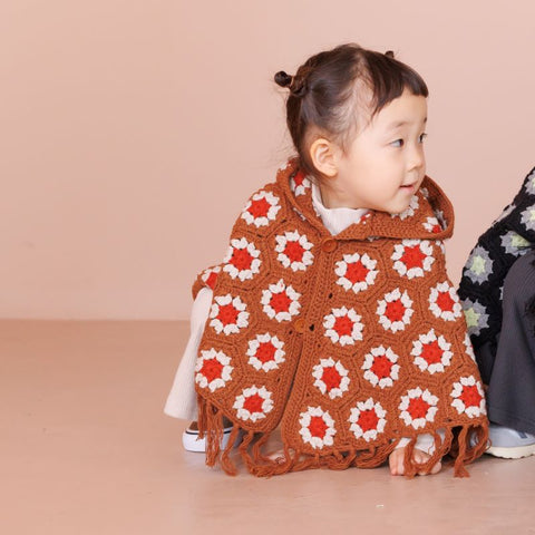 &pal（アンドパル）2024AW crochet poncho   クロシェポンチョ キャメル×オレンジ