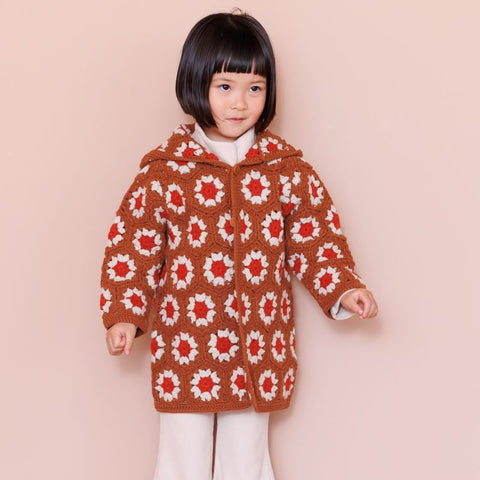 &pal（アンドパル）2024AW crochet hooded cardigan   クロシェカーディガン キャメル×オレンジ