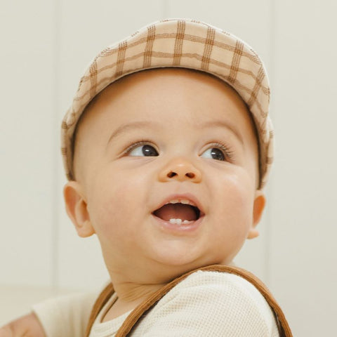 【D2】Quincy Mae（クインシーメイ）2024AW BABY CAP  CINNAMON CHECK  チェック柄ベビーキャップ帽