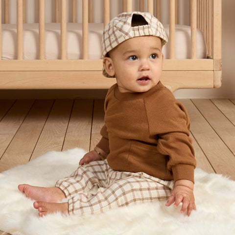 【D2】Quincy Mae（クインシーメイ）2024AW BABY CAP  CINNAMON CHECK  チェック柄ベビーキャップ帽