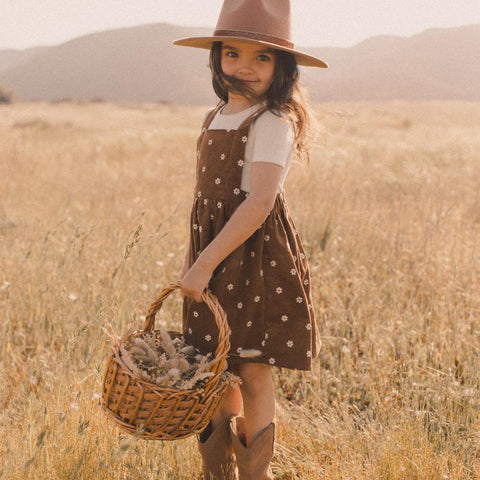 Rylee & Cru （ライリーアンドクルー）2024AW CORDUROY PINAFORE  FLORAL EMBROIDERY -SADDLE- コーデュロイピナフォア