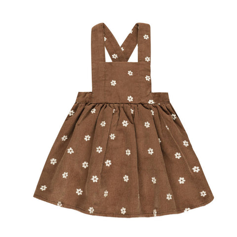 Rylee &amp; Cru 2024AW CORDUROY PINAFORE FLORAL EMBROIDERY -SADDLE- Corduroy pinafore