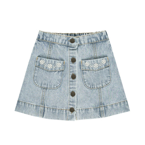 【D3】Rylee & Cru （ライリーアンドクルー）2024AW Denver Mini Skirt -Light Washed Denim-　デンバーミニスカート