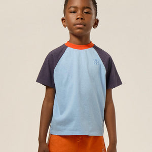 【2/2まで送料無料】The Campamento（カンパメント） 2025SS  COLOR BLOCK  KIDS T-SHIRT -blue- ラグラン半袖Tシャツ